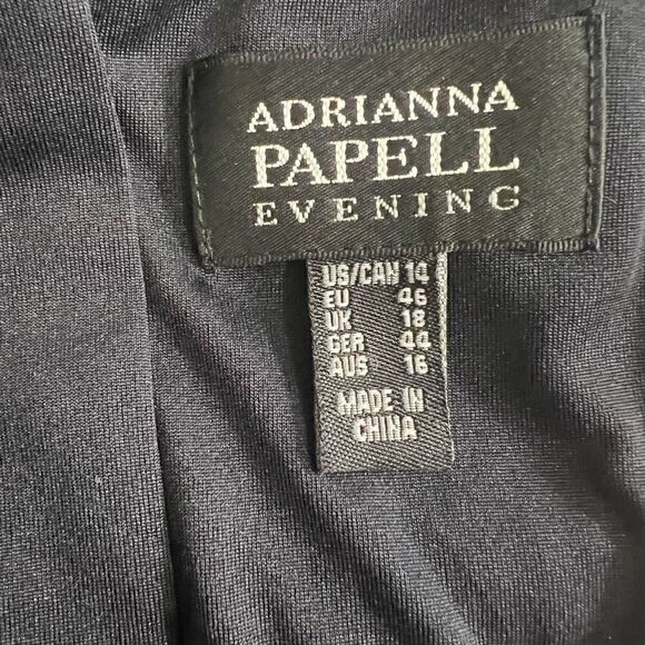 Adrianna Papell Womens Navy Blue Lace Overlay Evening Sheath Dress Size 14 - Picture 5 of 8